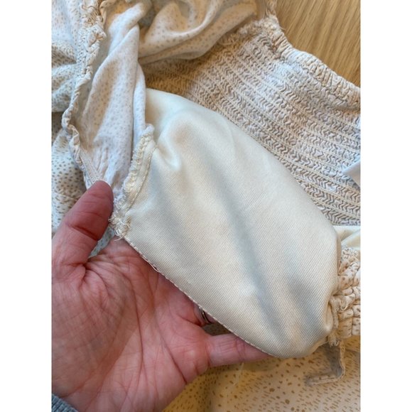 Japna Peasant Blouse Ruched Cream Top Large - Picture 4 of 8